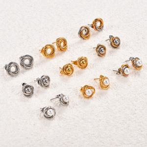 <span class=keywords><strong>Boucles</strong></span> <span class=keywords><strong>d</strong></span>'<span class=keywords><strong>oreilles</strong></span> torsadées en acier inoxydable avec perles, étanches, tendance, rondes, pour femmes et jeunes filles - Product Image 1