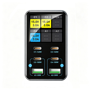 Cargador Rápido USB C de 165W, Estación de Carga GaN III de <span class=keywords><strong>6</strong></span> Puertos con Pantalla Inteligente, HUB PD PPS de 140W para Múltiples Dispositivos - Product Image 2