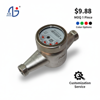 Medidor de Agua Multichorro de Alta Precisión de 15 mm, Acero Inoxidable 304, con Dial Húmedo, para Agua Fría, Horizontal, Doméstico, OEM, IP68