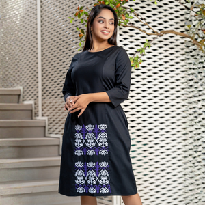 Vestido Corto Bordado de Algodón Negro Premium, Ropa Casual Transpirable y a la Moda para Mujer - Product Image 6