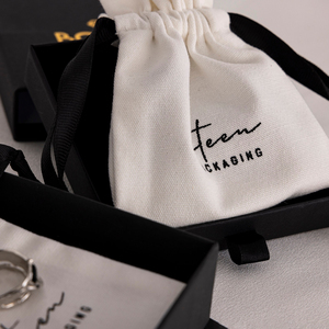 Custom Printed <b>White</b> Gift Jewellery Packaging Pouch Cotton Linen Drawstring <b>Bag</b> <b>Small</b> Drawstring Pouches <b>Bag</b> - Product Image 4