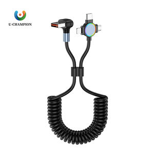 3-in-1 <b>USB</b> <b>to</b> <b>C</b>-type <b>Micro</b> Spring Cable 66W Fast Charging Cable With Indicator Light for iPhone for Samsung for Xiaomi - Product Image 1