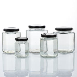 Bocaux en verre hexagonaux pour miel avec bouchon couronne, 45ml, 85ml, 100ml, 180ml, 280ml, 380ml, 500ml, 730ml, pour décoration de gâteaux - Product Image 1