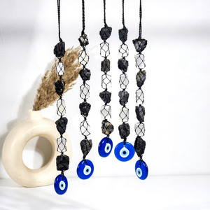Adornos Colgantes de Borla de Turmalina y Selenita con Ojo Turco Feng Shui, Ecológicos, Premium, en Blanco y Negro, Muy Demandados para Decoración del Hogar y Coche, Disponibles - Product Image 1