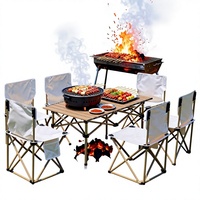 Table et chaises de camping, table pliante Egg-Roll, chaise portable Moon Chair, ensemble complet pour le camping et le pique-nique, style Glamping, acier au carbone