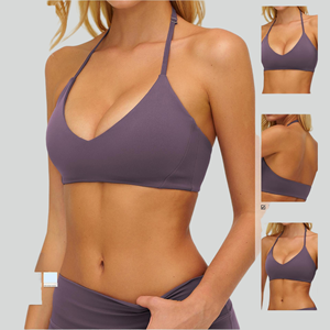 Sujetador deportivo de secado rápido con diseño de corsé, espalda hueca y hermosa, ideal para gimnasio, estilo moderno, con tirantes halter seguros, para correr. - Product Image 5