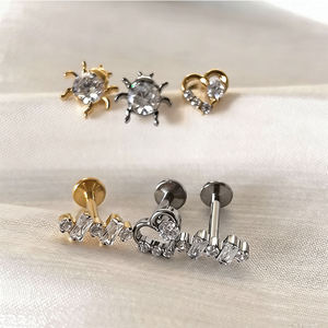 Rui Qian ADTM F136 Titanium Oorknopje Hoge Kwaliteit Zirkoon Doorboort het Piercingbeen Nagel Dames Lichaamssieraden G23 Titanium - Product Image 6