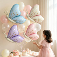 Ballons papillons latéraux mats style dessin animé pour la décoration de scène de fête d'anniversaire d'enfants, accessoires de photographie pour créer une ambiance
