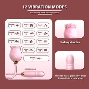 Vibratore a Forma di Rosa in Silicone con Funzione di Spinta e Suzione del Clitoride, Giocattolo Sessuale per Donne - Product Image 5
