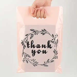 Tùy chỉnh Cảm ơn bạn LDPE HDPE túi nhựa phụ nữ quần áo màu đen bao bì màu hồng Poly Túi mua sắm cho siêu thị khách sạn Mall - Product Image 1