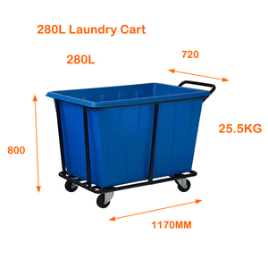 Duurzame Blauwe Frp <span class=keywords><strong>Plastic</strong></span> Waswagen Wagen Commerciële Vracht & Opslagapparatuur Voor Reiniging & Organisatie - Product Image 2