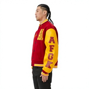 Chaqueta Bomber Varsity de Alta Calidad para Hombre, Personalizada, Estilo Urbano, Cuero Genuino, Parche Bordado, Resistente al Viento, Cuello Acanalado Ecológico - Product Image 5