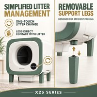 Bac à litière automatique pour chat X25, toilette pour chat autonettoyante et fermée avec ramassage automatique des déchets, ensachage et tiroir inférieur pour les déchets