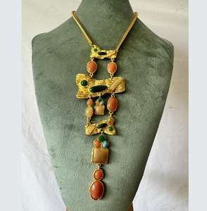 Kaimei 2025 joyería de moda al por mayor mujeres Vintage oro hermoso colgante collar largo turquesa piedra mujeres colgante collares - Product Image 5