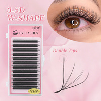 Extensions de Cils en Forme de W 3D 4D 5D 6D, Marque Privée Personnalisée, Matte Wispy C D L Lu Curl Double Tips, Volume Clover