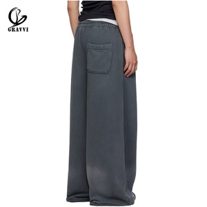 Pantalon de survêtement unisexe ultra large et ample en molleton avec cordon de serrage, coupe décontractée, style streetwear, 100% coton épais - Product Image 3