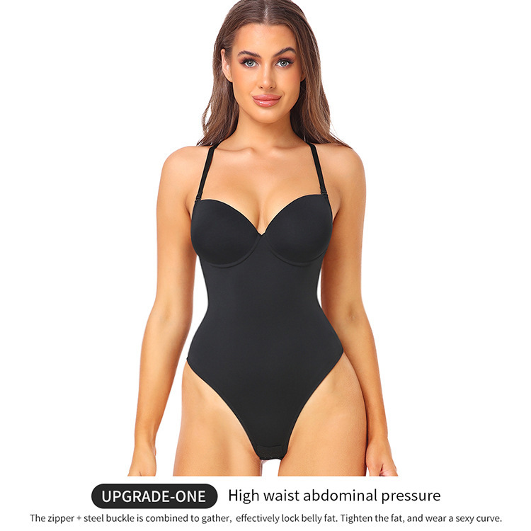 Backless Seamless Shapewear Dress (LJ-T210654): back view showing seat coverage and shaping construction