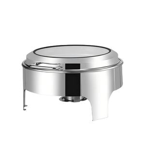 Chauffe-Plat Rond en Acier Inoxydable Liyunda Argenté 6L pour Mariages et Traiteur – Ensemble Chauffe-Plats Professionnel - Product Image 1