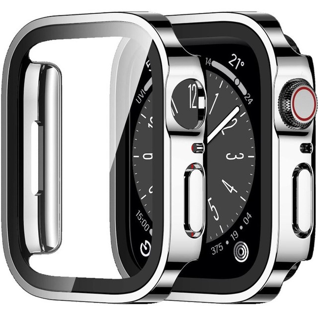 Waterproof Electroplated case for apple Watch Screen Protective Film Case Straight Edge One-piece 9H Grade Anti-shock Cover