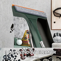 Nettoyeur de vitres XL écologique 3 en 1 avec chiffon en microfibre, raclette à vitres en plastique et essuie-glace