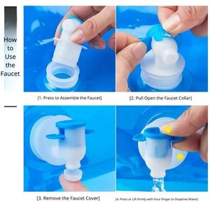 Conteneur d'eau pliable en plastique durable Ruayia 5L, 2 pièces, avec robinet, poignée et couvercle hermétique pour la randonnée, les pique-niques et la maison - Product Image 4