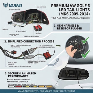 Feux arrière LED VLAND, ensemble de feux arrière LED séquentiels pour VW Golf 6 Mk6 GTI R GTD TDI TSI 2009 2010 2011 2012 2013 - Product Image 4
