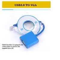 Hochgeschwindigkeits-USB 3.0 Stecker auf VGA Buchse 1080p Koaxialkabel mit Geflechtabschirmung PVC-Ummantelung Plug & Play 12 Monate Garantie Lagerware 0,2m Blau