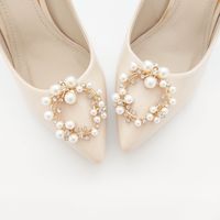 Accessoires de chaussures pour femmes à la mode Clips de chaussures ronds en perles pour décorations de chaussures de mariée