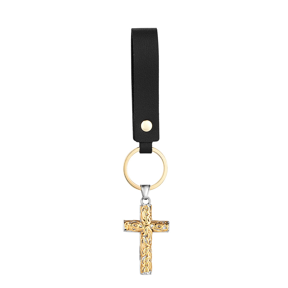 Pendentif bicolore avec cordon en cuir