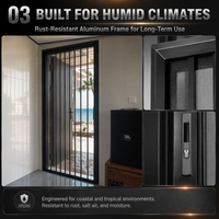 Porte moustiquaire pliante en alliage d'aluminium pour balcon, patio, villa, hôtel