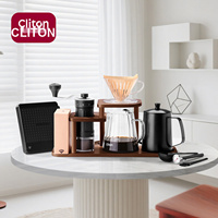 Set Pembuat Kopi Pour Over, Penggiling Manual, Teko Gooseneck, Timbangan Digital, Dripper, Server Kaca, Stand Kayu, Perlengkapan Seduh Kopi Rumahan, Paket Hadiah