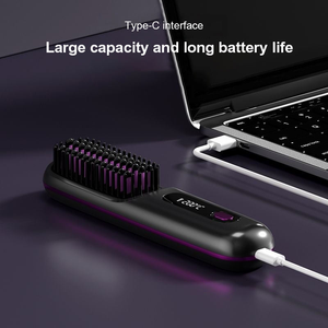 Peigne lisseur sans fil OEM pas cher à chauffage rapide avec écran LED et mini brosse lissante à ions négatifs - Product Image 5