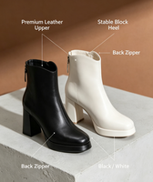 Bottes Dr à plateforme blanches imperméables de style français et européen, couleur unie, bout carré, nouvelle collection automne/hiver 2026
