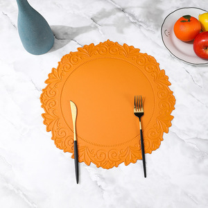 Manteles individuales redondos con encaje para mesa de comedor, tapete de comedor occidental, impermeable, antideslizante, con aislamiento térmico, tapete para mesa de comedor - Product Image 6