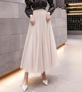 Ecowalson <span class=keywords><strong>Tulle</strong></span> Jupes Femmes Noir Gris Blanc Adulte <span class=keywords><strong>Tulle</strong></span> <span class=keywords><strong>Jupe</strong></span> Élastique Taille Haute Plissée Midi <span class=keywords><strong>Jupe</strong></span> - Product Image 2