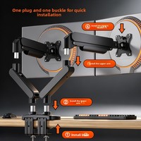 Soportes Dobles para Monitores de 17"~35", Soporte de Monitor Ajustable en Altura, Carga Máxima 10 kg, Apto para Pantallas de Diferentes Tamaños, Gran Venta