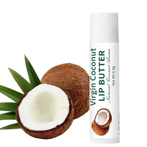 Factory Hot Selling Coconut Oil Lip Balm Organic Natural Vegan Lightening Brightening Moisturizing Butter SPF 15Private Label