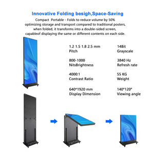 Écran LED portable pliable vertical P3.9 couleur pleine pour intérieur, affichage publicitaire <span class=keywords><strong>sur</strong></span> roues - Product Image 2