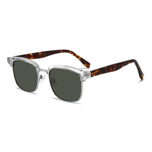 Lunettes de soleil demi-cerclées TR90 noires avec verres polarisés TAC UV400 unisexe pour la conduite et la pêche – Protection solaire transfrontalière - Product Image 3