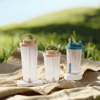 Gobelet Boba réutilisable en paille Tritan de 710ml sans BPA avec tasse en plastique à paille télescopique