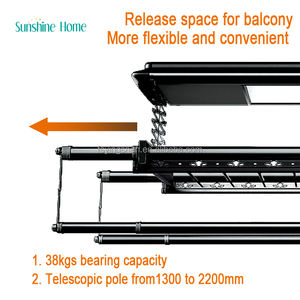 ماكينة أوتوماتيكية عالية الجودة قابلة للطي للملابس ، مثبتة في السقف ، رف تجفيف الملابس الإلكتروني من الألومنيوم بتنورة سوداء - Product Image 4