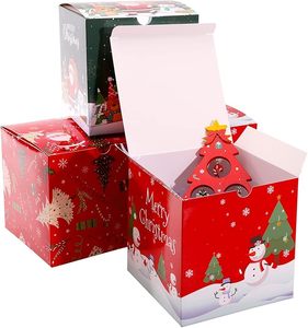 Scatole Regalo di Natale con Coperchio, Design Multiplo, Confezioni Regalo Festive Adatte per Pasticcini, Caramelle e Dolciumi Natalizi - Product Image 1