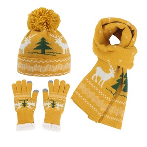 2025 noël hiver <span class=keywords><strong>bonnet</strong></span> écharpe <span class=keywords><strong>gants</strong></span> ensemble 3 pièces plaine dessin animé tricoté chaud chapeau pour filles femmes hommes pour la fête cadeau de noël - Product Image 5