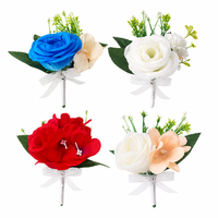 Ensemble de corsages de poignet en roses artificielles multicolores en soie pour la mariée, la demoiselle d'honneur, le marié, la décoration de mariage, de banquet et de fête