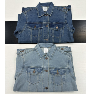OEM pas de marque vente en gros bouton up décontracté dame classique lavé 100% coton adolescent bleu clair court denim jean <span class=keywords><strong>veste</strong></span> femmes - Product Image 4