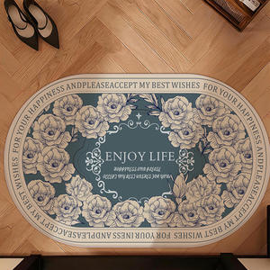 Alfombra Ovalada Nórdica Retro con Patrón Floral, Imitación de Cachemira, Absorbente, Antideslizante, para Dormitorio, Baño, Entrada - Product Image 5