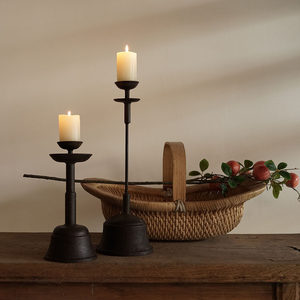 Porte-bougie rustique vintage en fonte, fait main, noir, en <span class=keywords><strong>fer</strong></span> forgé, pour décoration de ferme, idéal pour mariage - Product Image 3