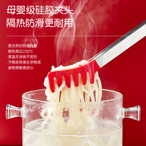 Silicone Stainless Steel Food Clips 5Pcs Red Comb Shape Multi Functional Kitchen Utensils For Noodles Salad Buffet - Product Image 4