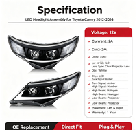 Convient pour les Toyota Camry 2012-2014, feux de jour modifiés, feux de croisement LED pour voiture, ensemble de phares LED