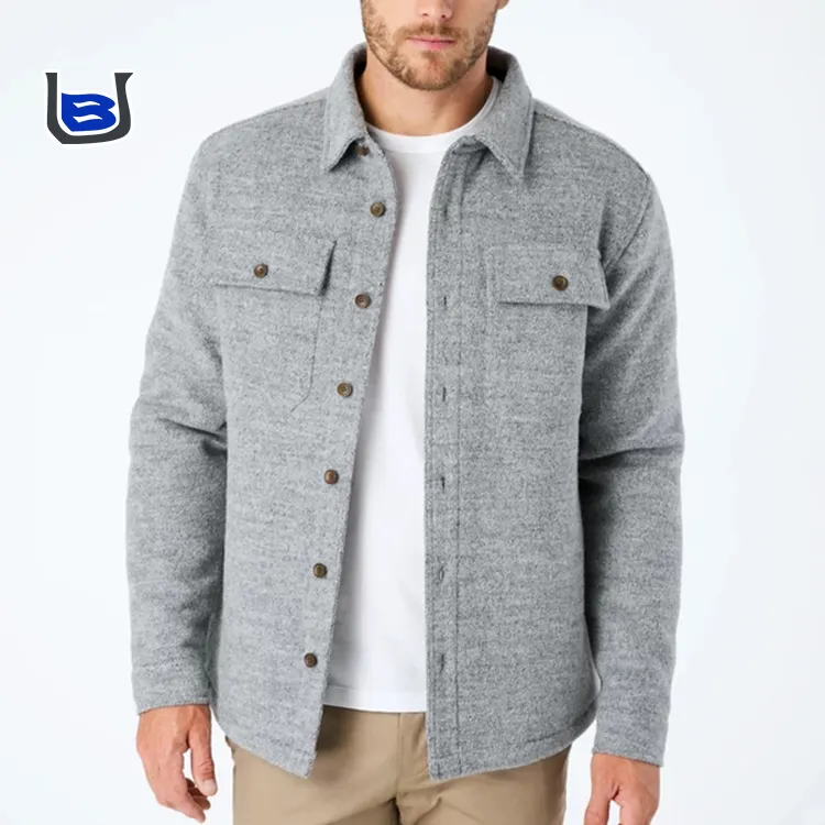 Wholesale plus size wool high quality winter warm long sleeve shirt style coat for men